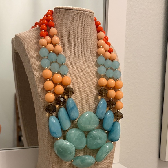 Simply Susan Leigh Jewelry - Vibrant Beaded Necklace with Aqua and Coral Hues